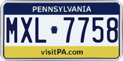 PA license plate MXL7758