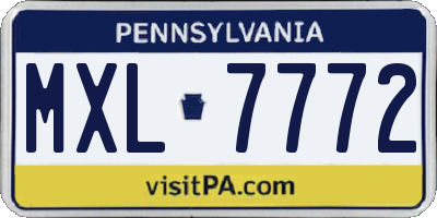 PA license plate MXL7772