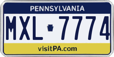 PA license plate MXL7774