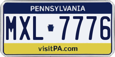 PA license plate MXL7776