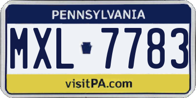 PA license plate MXL7783