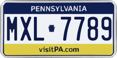 PA license plate MXL7789