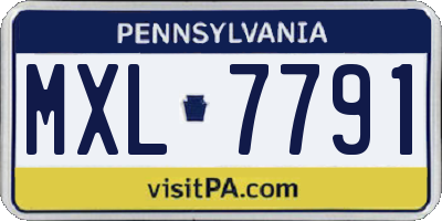 PA license plate MXL7791