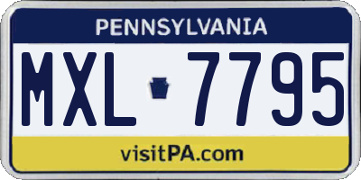 PA license plate MXL7795