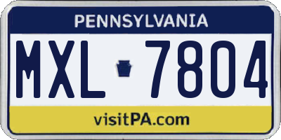 PA license plate MXL7804