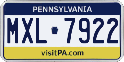 PA license plate MXL7922