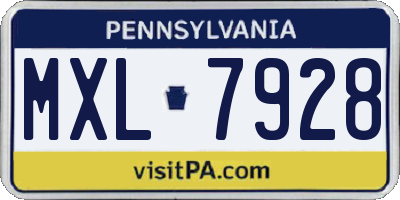 PA license plate MXL7928