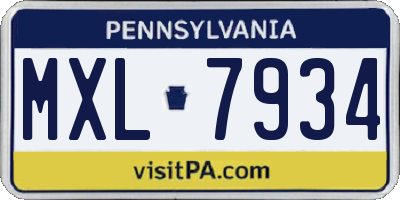 PA license plate MXL7934