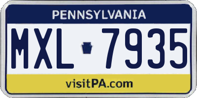 PA license plate MXL7935