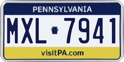 PA license plate MXL7941