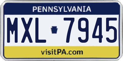 PA license plate MXL7945