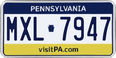 PA license plate MXL7947