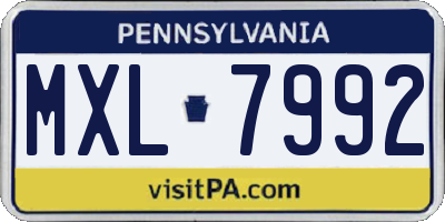 PA license plate MXL7992