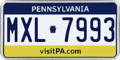 PA license plate MXL7993