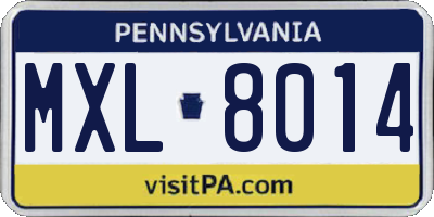 PA license plate MXL8014