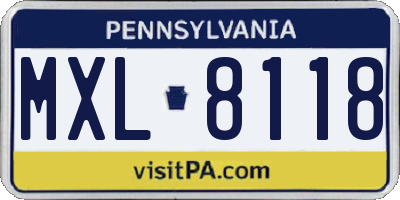 PA license plate MXL8118