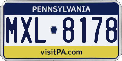 PA license plate MXL8178