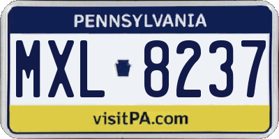 PA license plate MXL8237