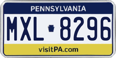 PA license plate MXL8296
