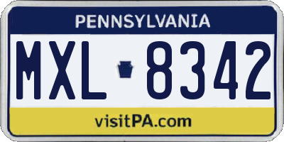 PA license plate MXL8342