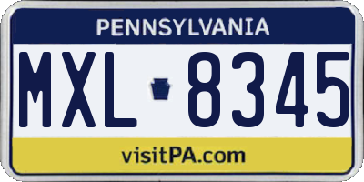 PA license plate MXL8345