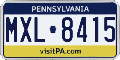 PA license plate MXL8415