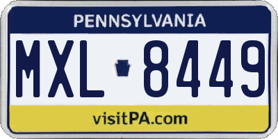 PA license plate MXL8449