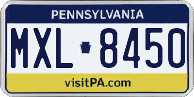 PA license plate MXL8450