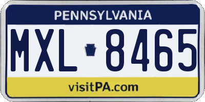 PA license plate MXL8465