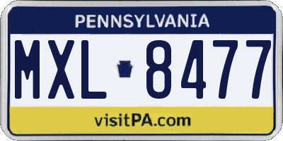 PA license plate MXL8477
