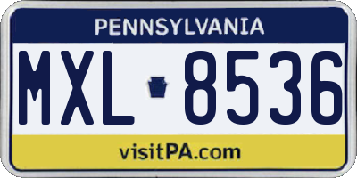 PA license plate MXL8536