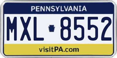 PA license plate MXL8552