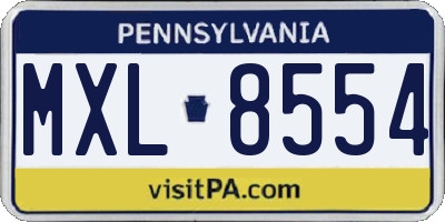 PA license plate MXL8554