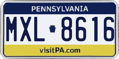 PA license plate MXL8616