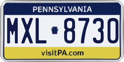 PA license plate MXL8730