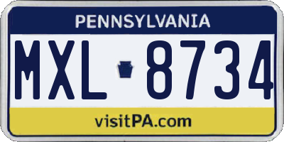 PA license plate MXL8734