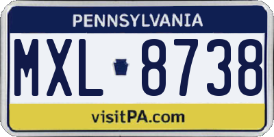 PA license plate MXL8738