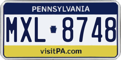 PA license plate MXL8748