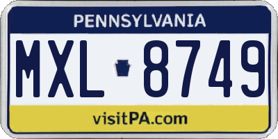 PA license plate MXL8749
