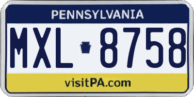 PA license plate MXL8758