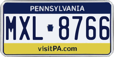 PA license plate MXL8766