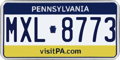 PA license plate MXL8773