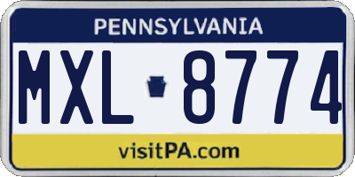PA license plate MXL8774