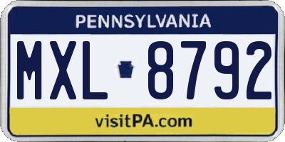 PA license plate MXL8792