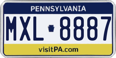 PA license plate MXL8887