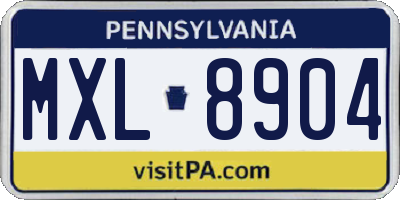 PA license plate MXL8904