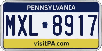 PA license plate MXL8917