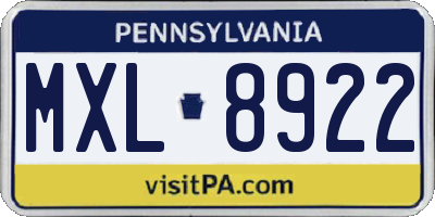 PA license plate MXL8922