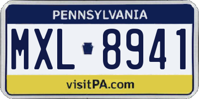 PA license plate MXL8941