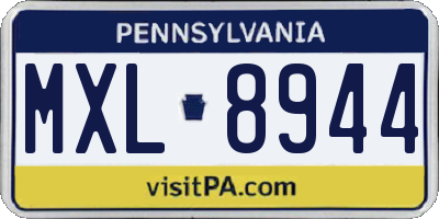 PA license plate MXL8944